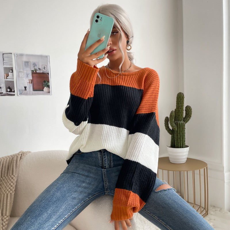 Orange And Black Stripe Sweater