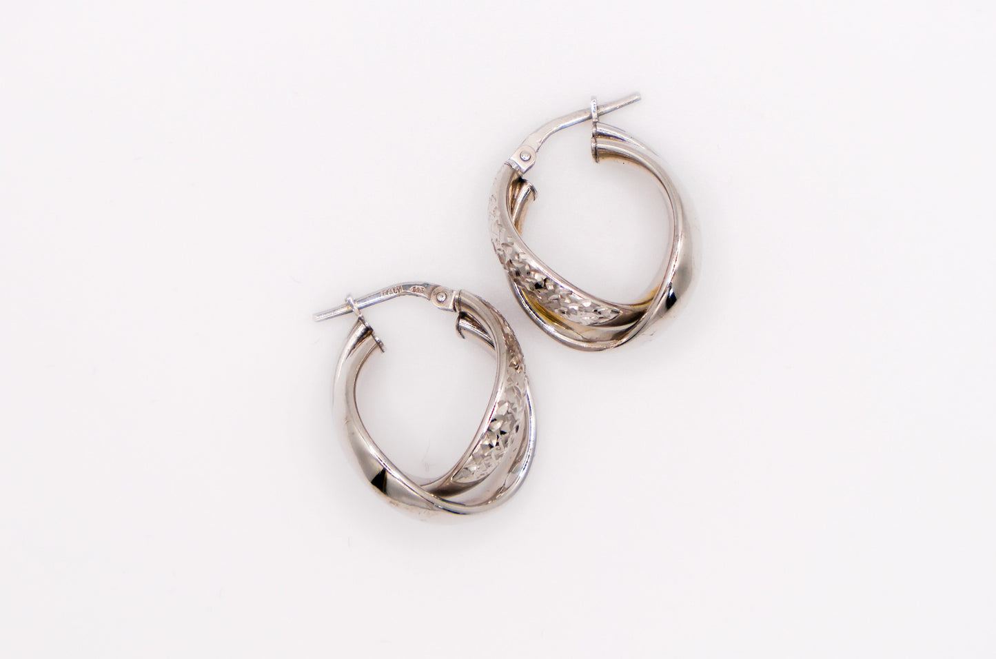 Italian Twisted Duo Silver Hoop Earrings-1