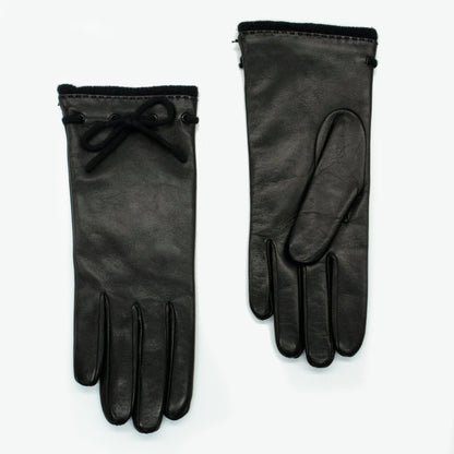 LEATHER GLOVES WITH BOW-0