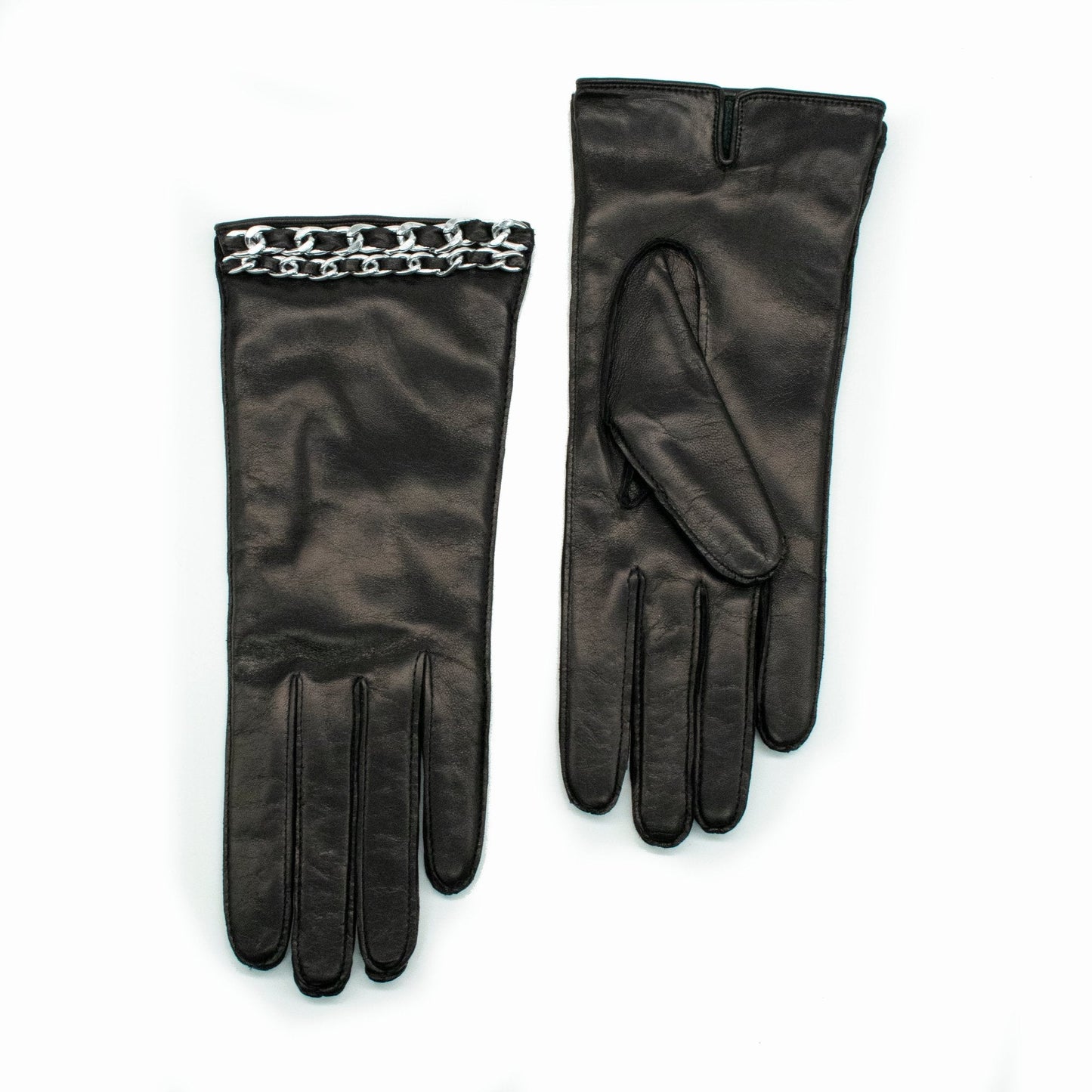 NAPPA LEATHER GLOVE WITH DOUBLE CHAIN BRACELET-1