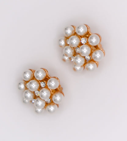 Pearly Floral Elegance Clip-On Earrings-4