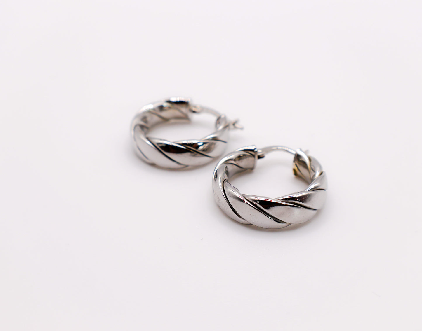 Italian Twirl Silver Hoop Earrings-0