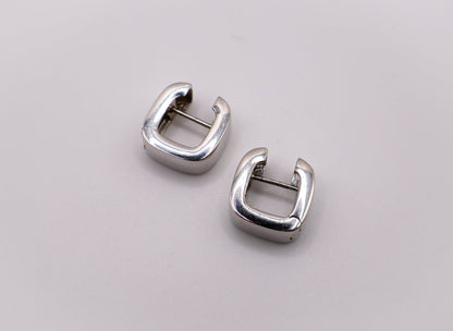 Italian Sterling Silver Square Hoop Earrings-1