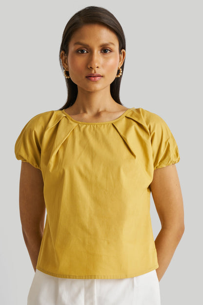 Balloon Sleeve Top in Mustard-4