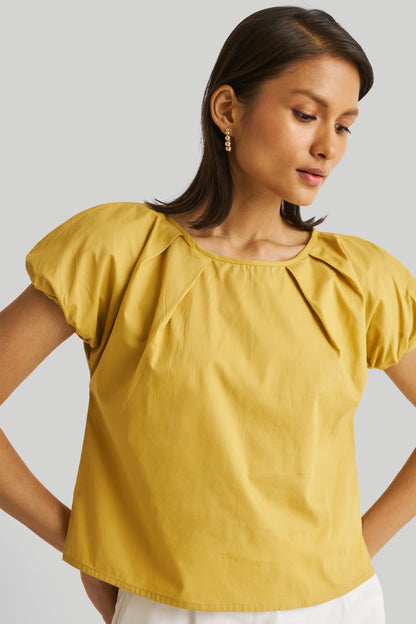 Balloon Sleeve Top in Mustard-2