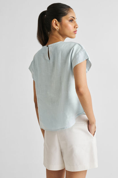 Cap Sleeved Everyday Top in Summer Blue-1