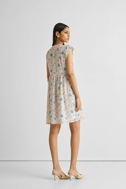 Cap Sleeved Short Dress in Florals-1