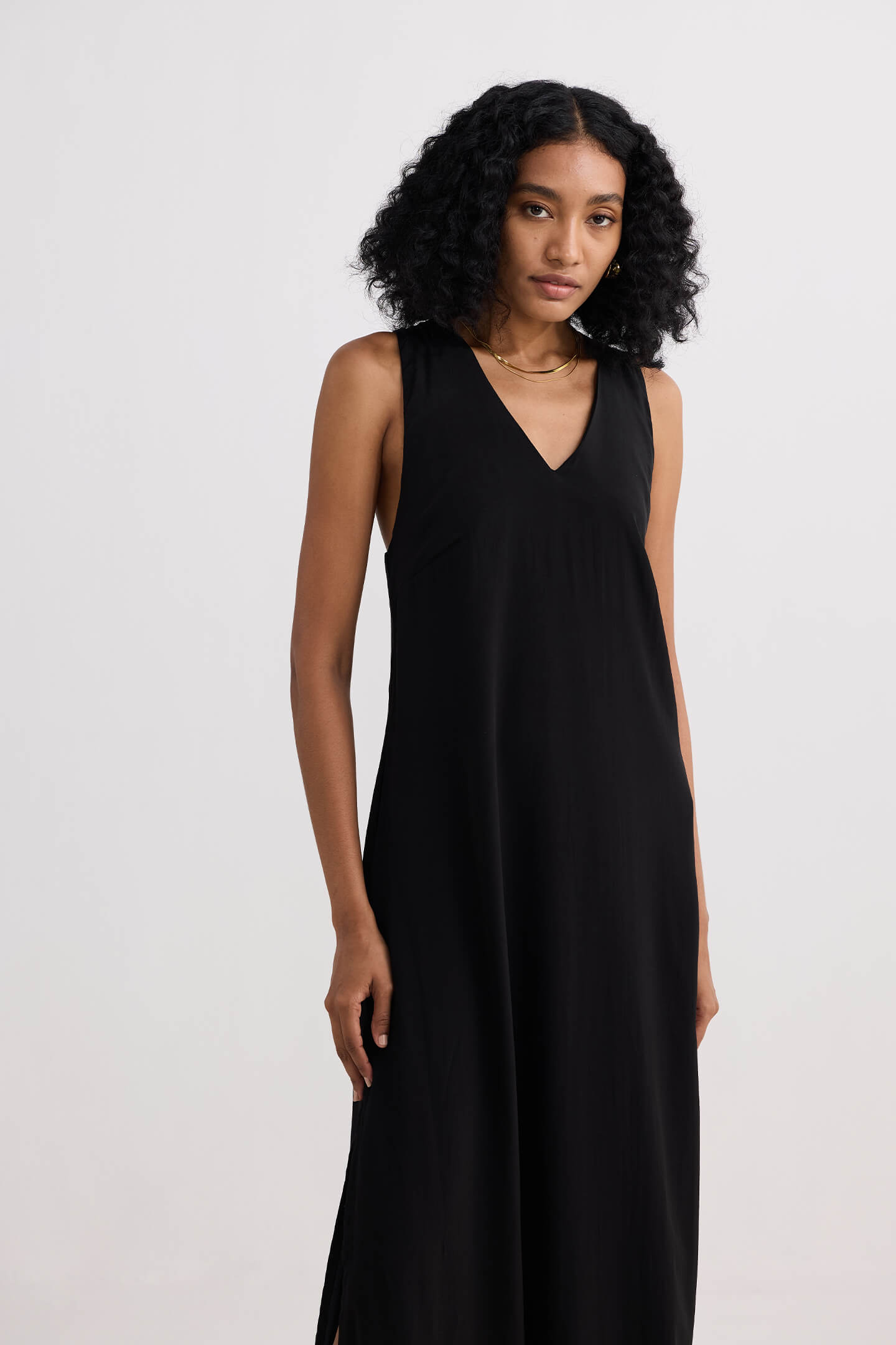 Crossed in Chic Sleeveless Maxi Dress in Black-4