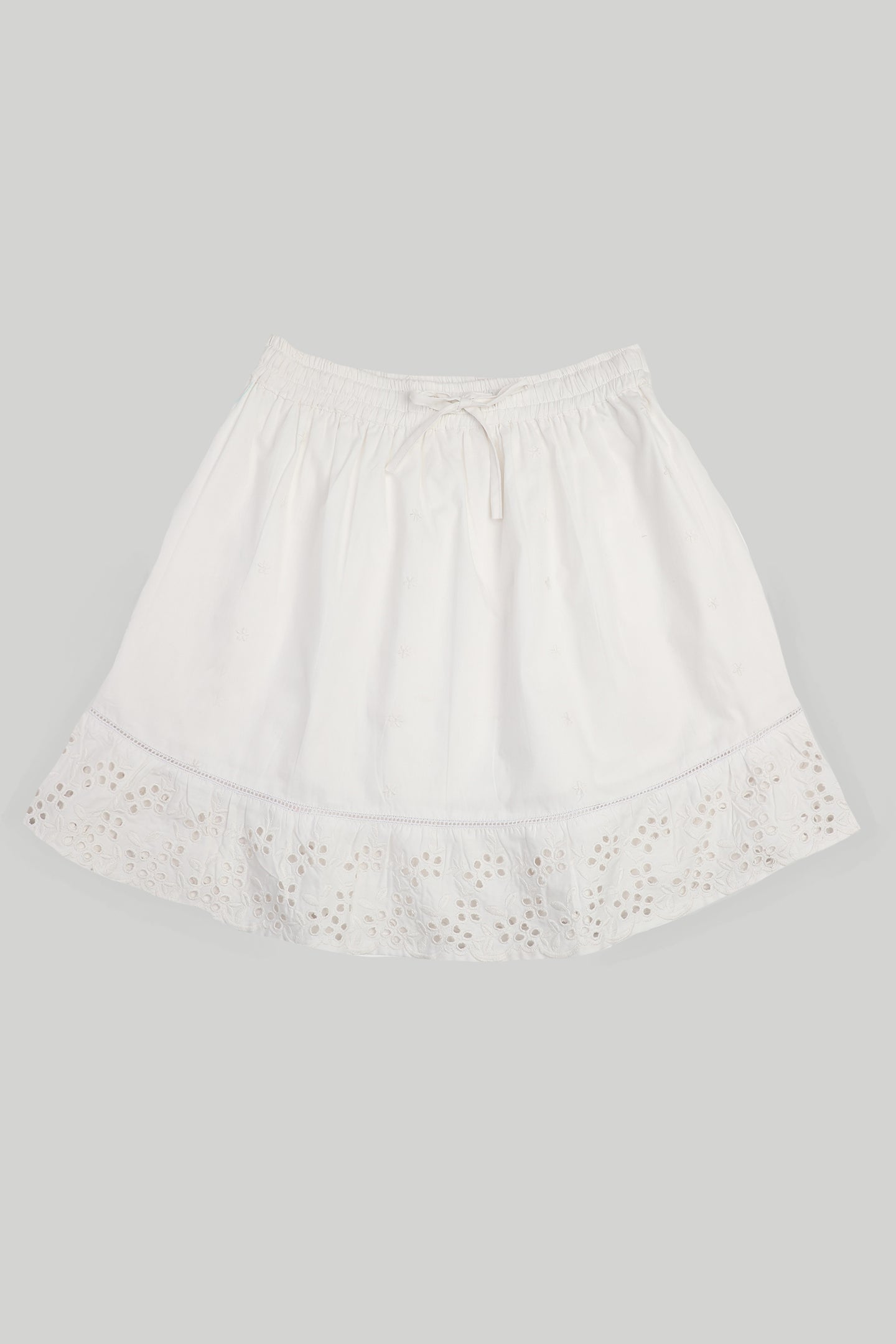 Drawstring Short Skirt in White-4