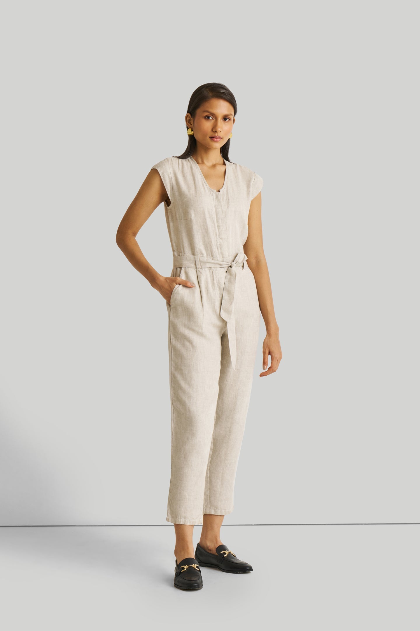 Evening Chai Jumpsuit in Light Beige-2