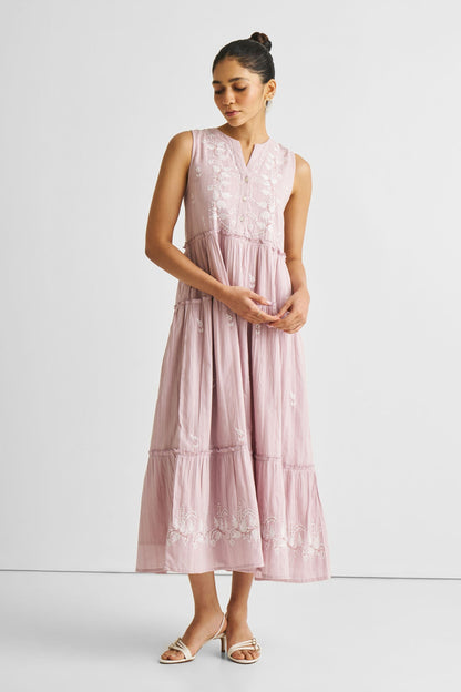 Embroidered Resort Maxi Dress in Pink-4