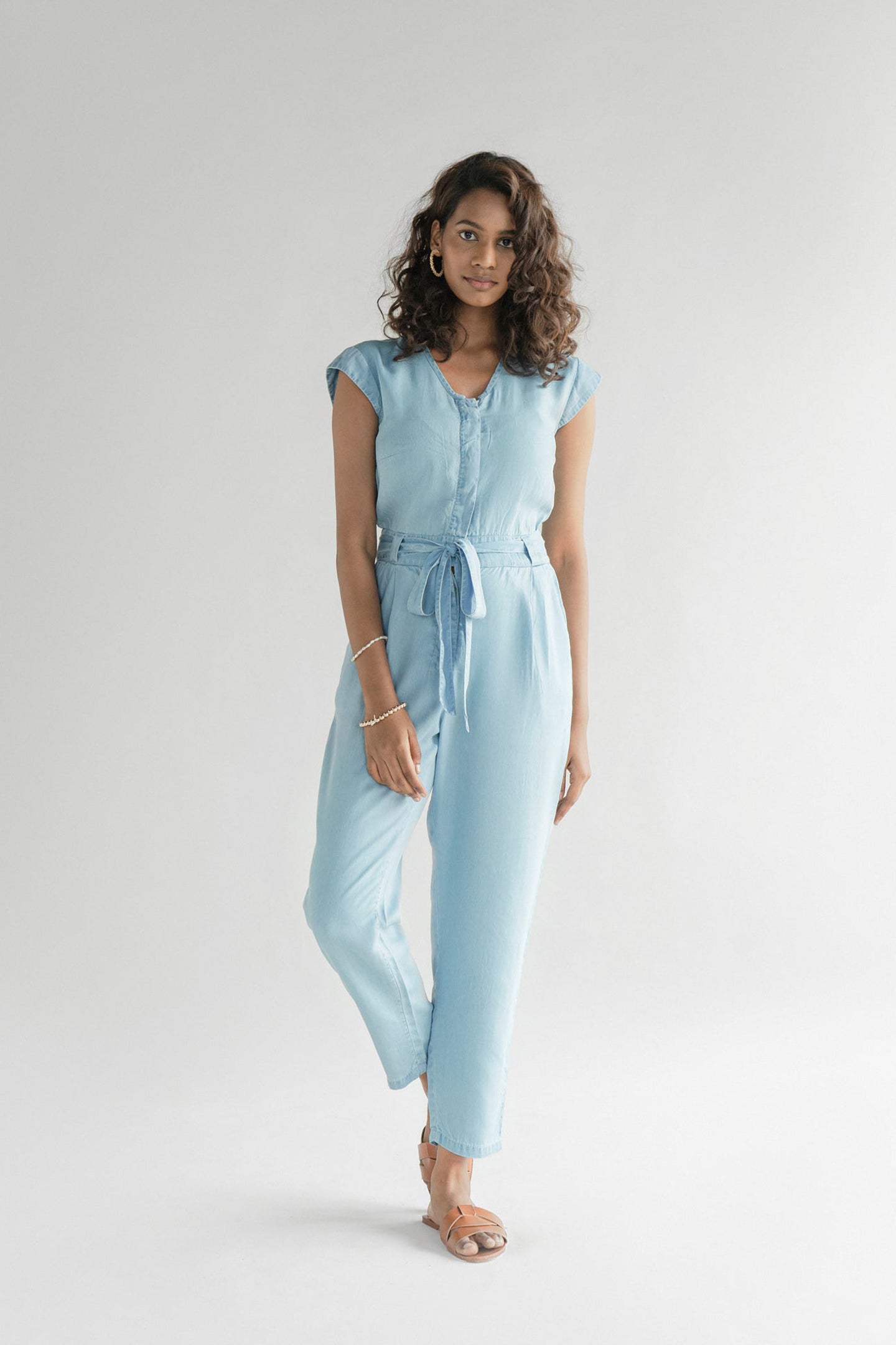 Evening Chai Jumpsuit in Blue Denim-0