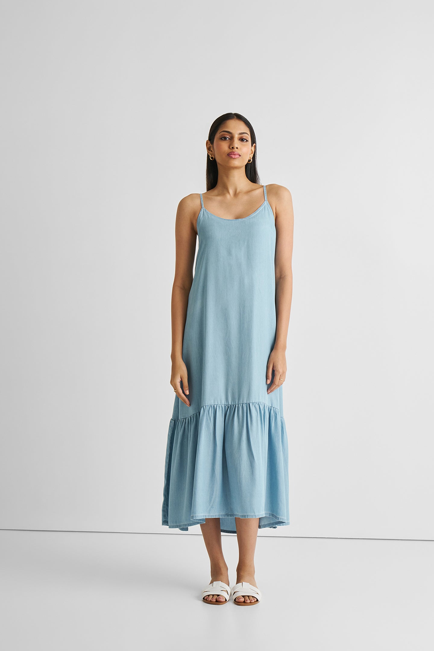 Flowy Maxi Dress in Blue Denim-3