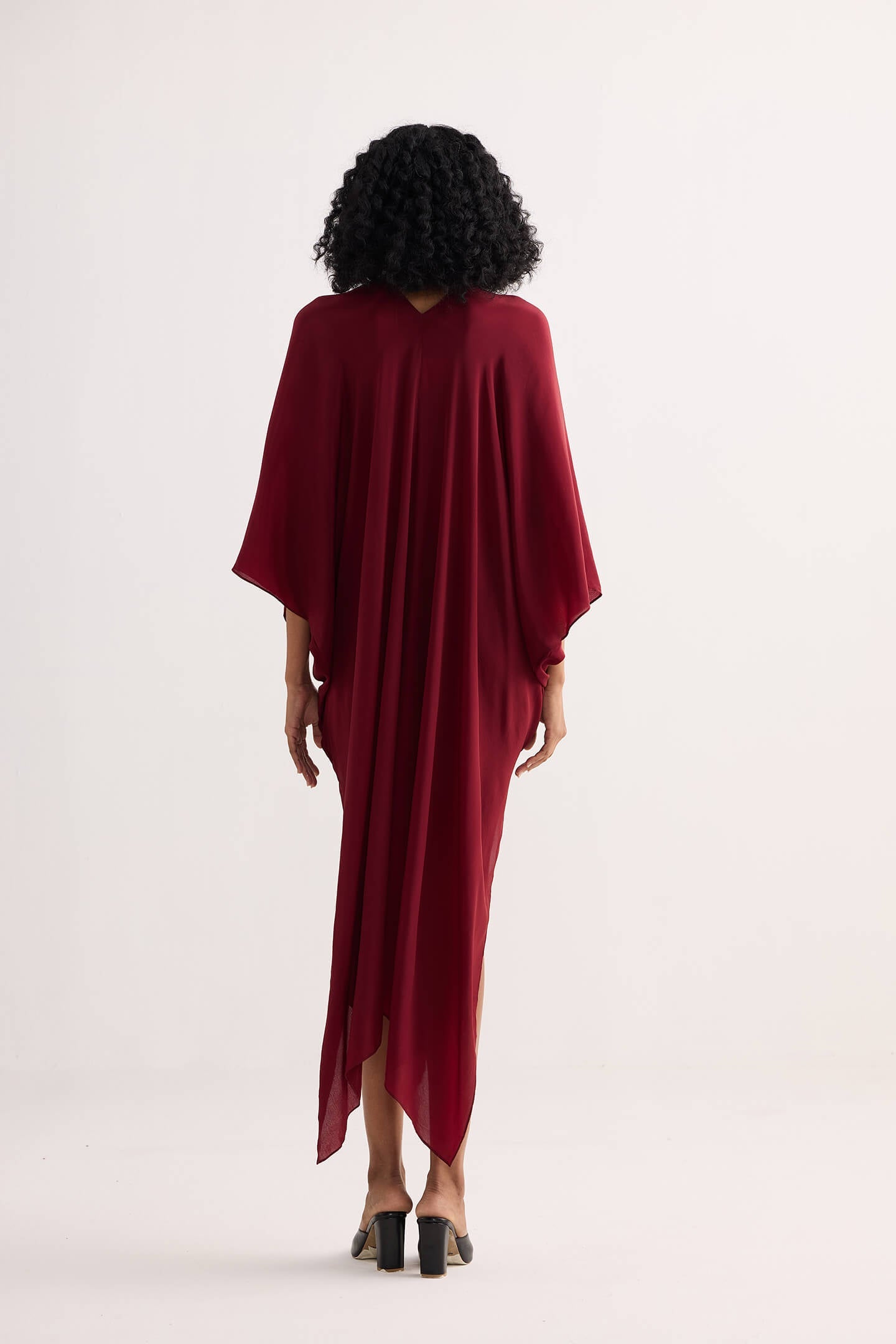 Front Twist Kaftan Dress in Burgundy-1