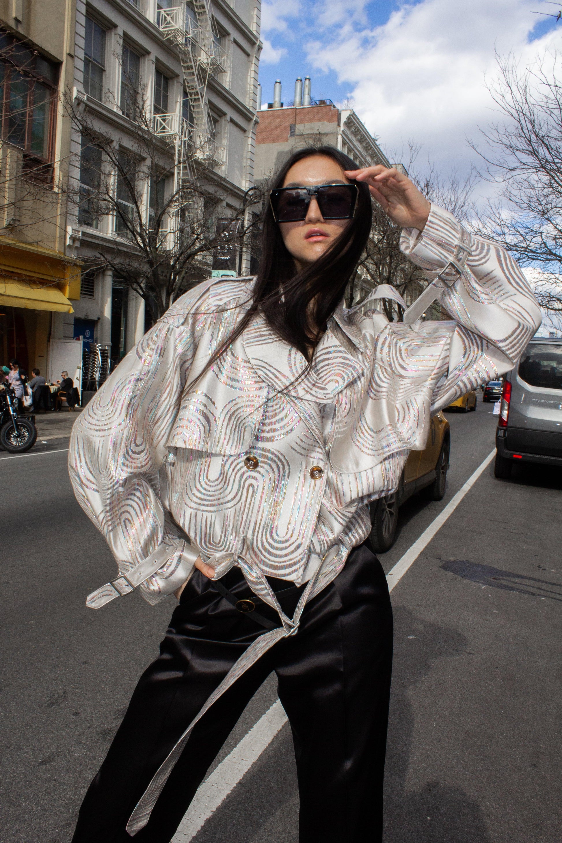 Jacqueline Bomber Jacket in Beige-1