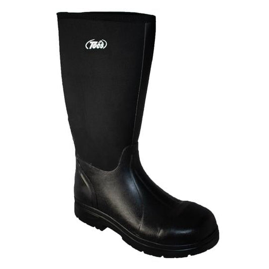 Men's 16" Cement Rubber Boot Steel Toe Black Leather Boots-0