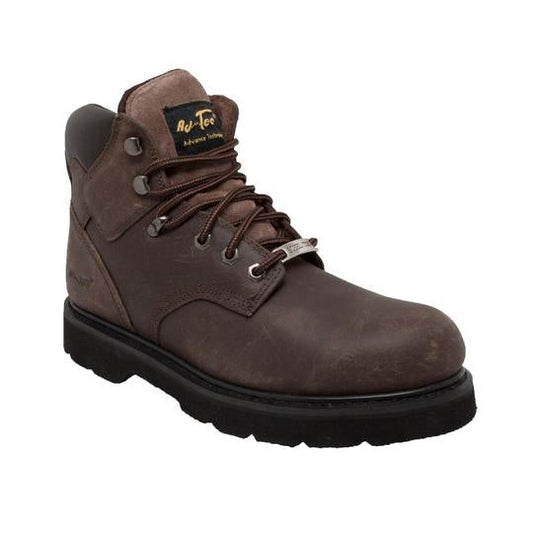 Men's 6" Steel Toe Work Boot Brown Leather Boots-0