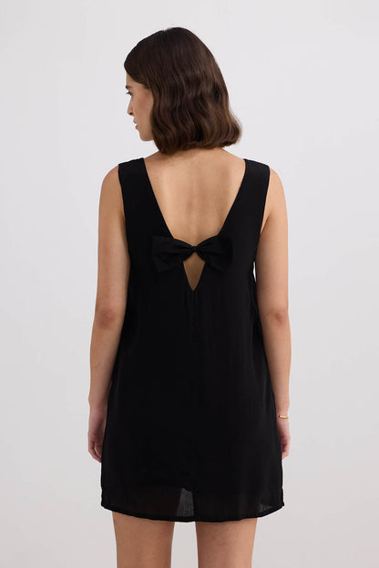 Midnight Muse V-neck Short Dress in Black-4