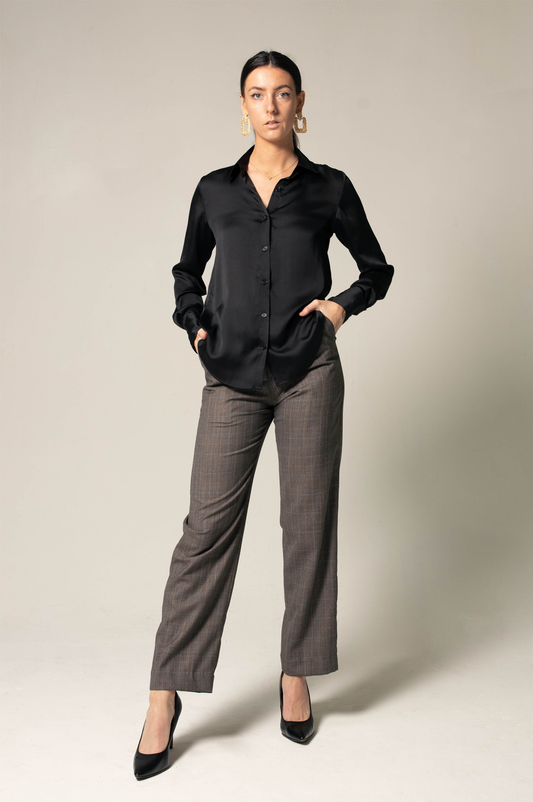 Elegance Silk Shirt in Black-0