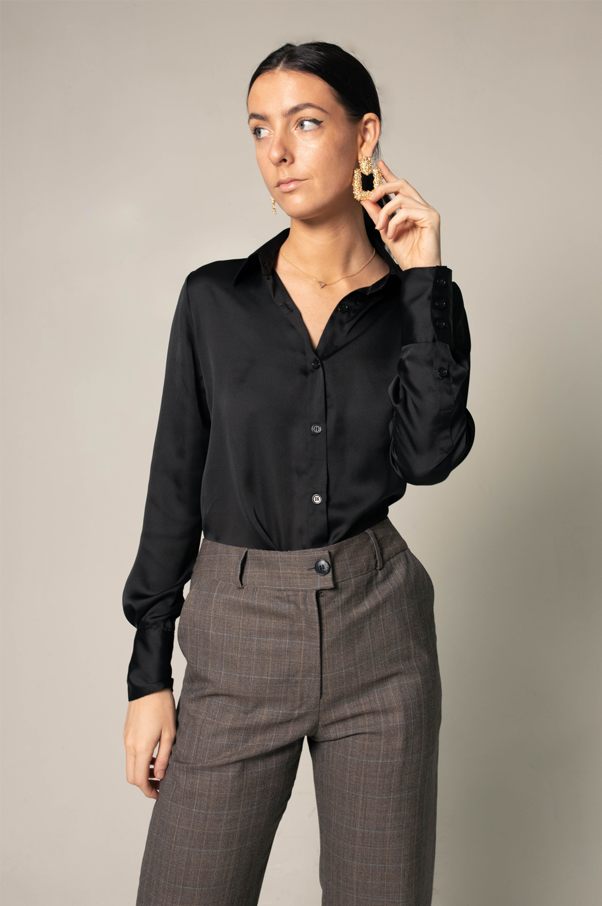 Elegance Silk Shirt in Black-4