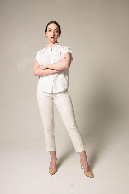 Classic Linen White Blouse-0