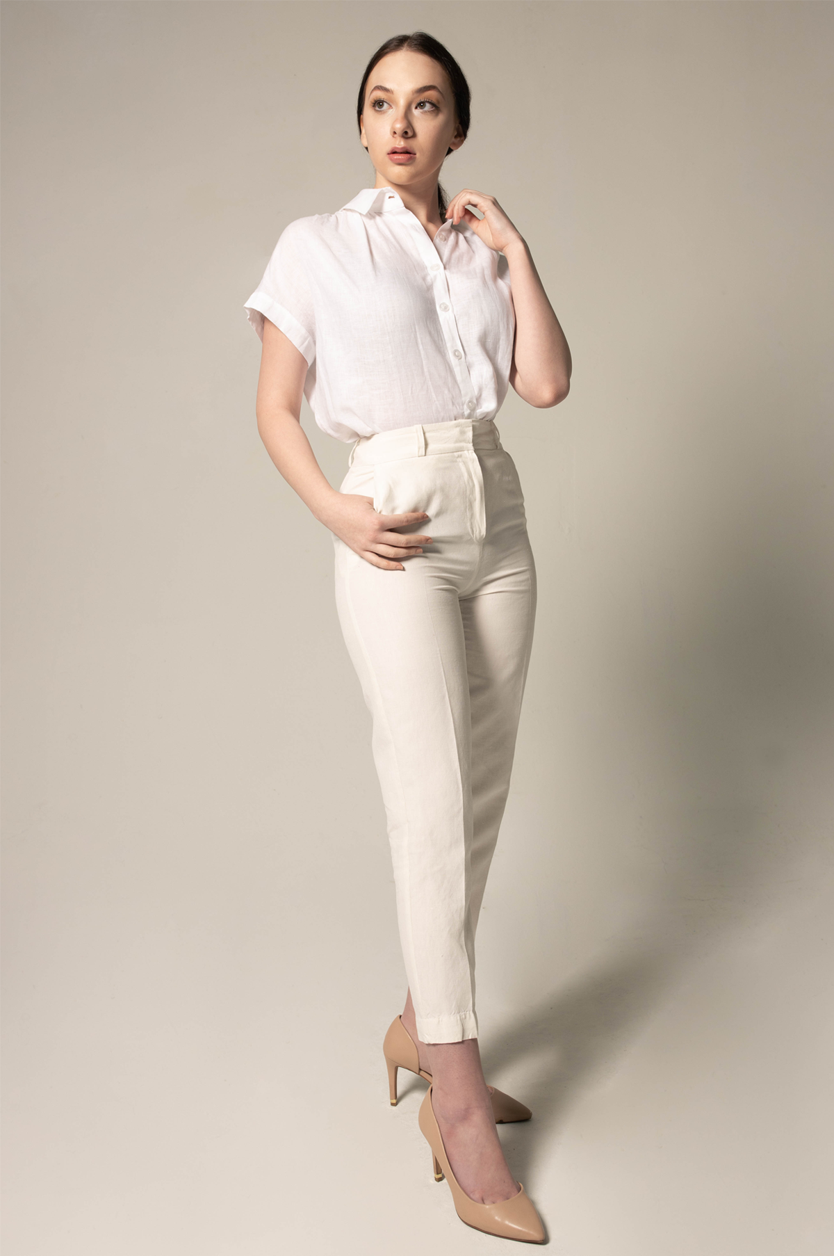 Classic Linen White Blouse-3