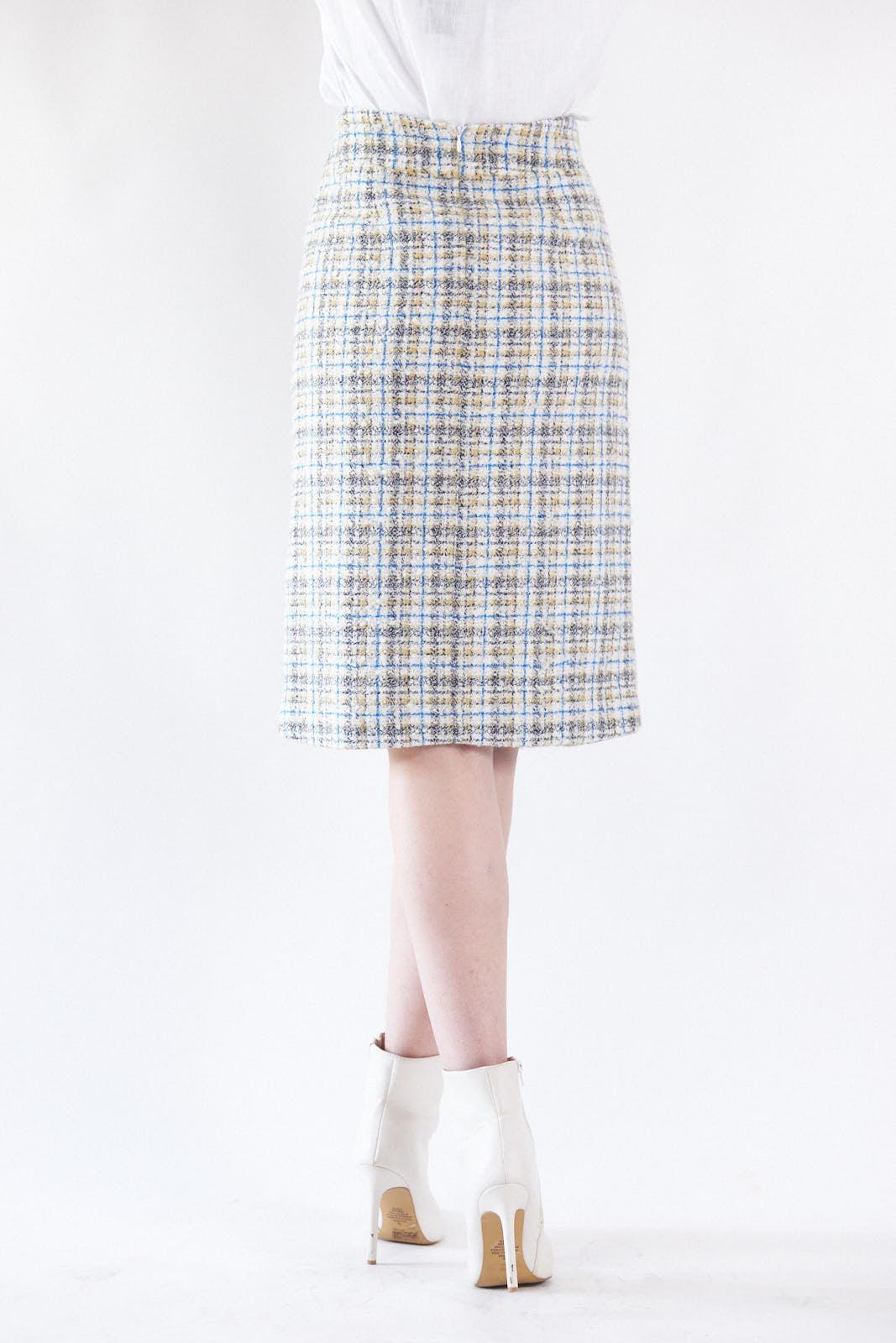 Luxe Plaid Tweed Pencil Skirt-2