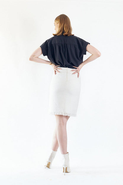 Luxe White Mini Tweed Skirt-3