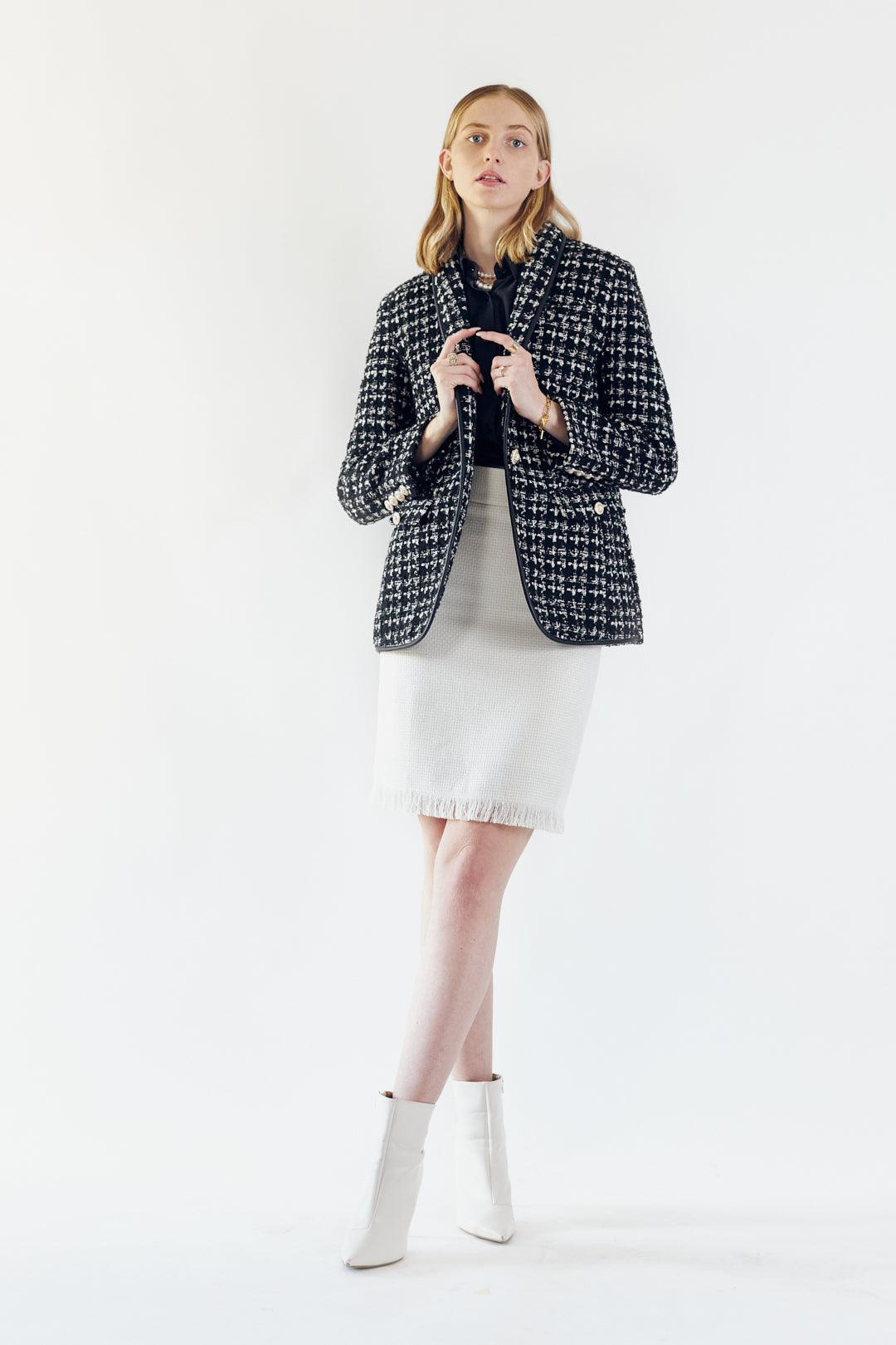 Luxe White Mini Tweed Skirt-4