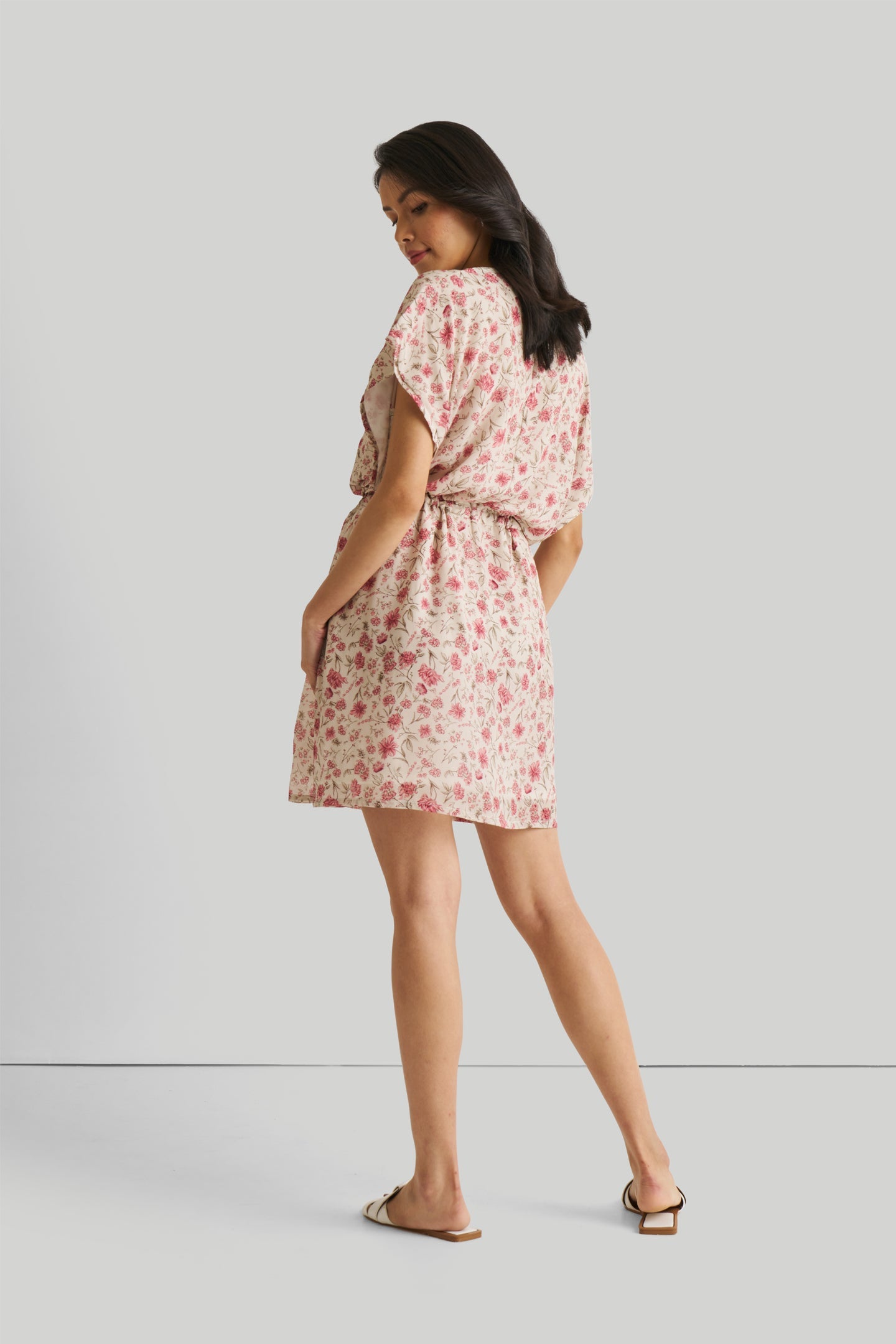 Relaxed Drawstring Floral Dress-1