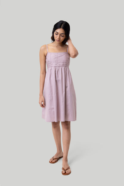 Ruched Strappy Dress in Pink-0