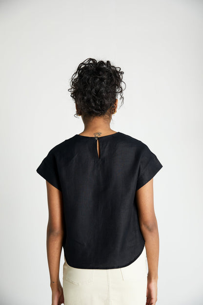 Sandcastle Saturdays Top in Black-1