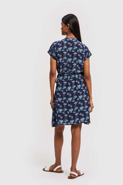 Short Wrap Dress Midnight Florals-1