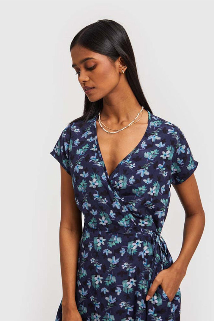 Short Wrap Dress Midnight Florals-2