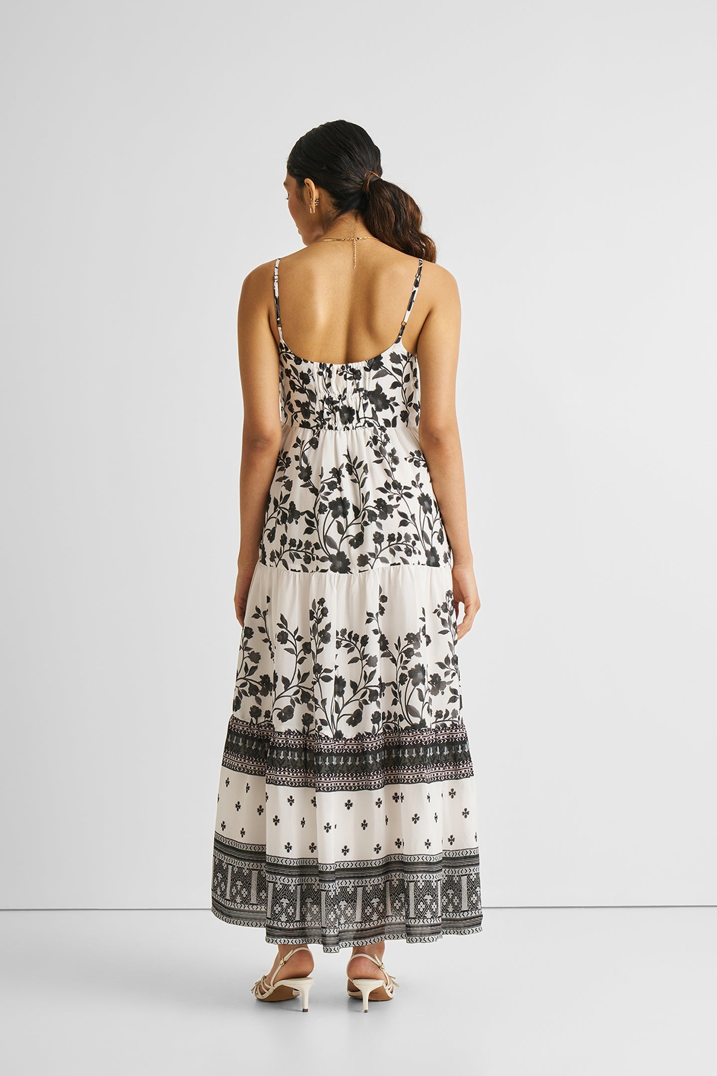 Strappy Tiered Maxi Dress in Florals-1