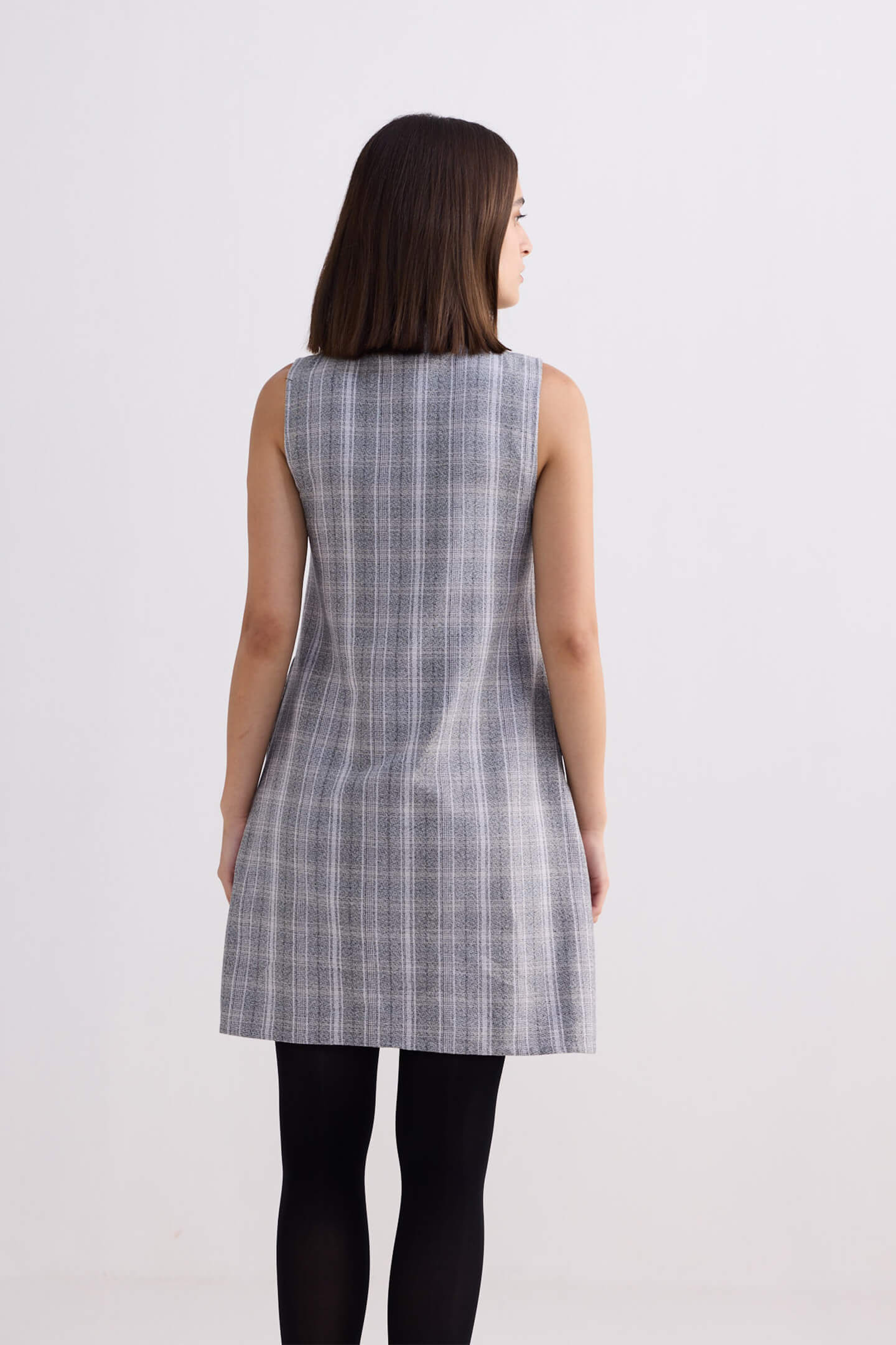 The Cotton Tweed Shift Dress in Grey-1