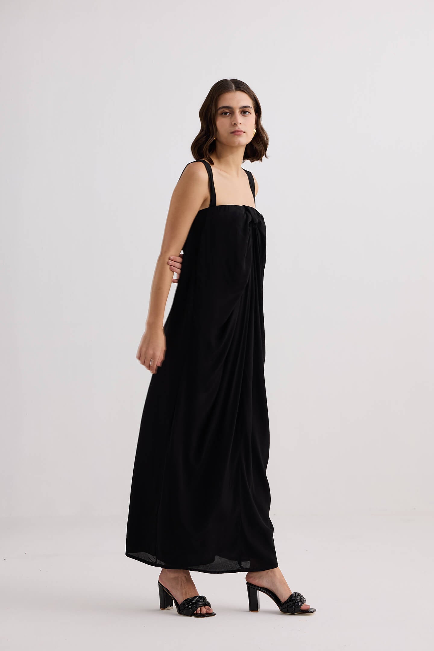 Twilight Twist Strappy Maxi Dress in Black-3