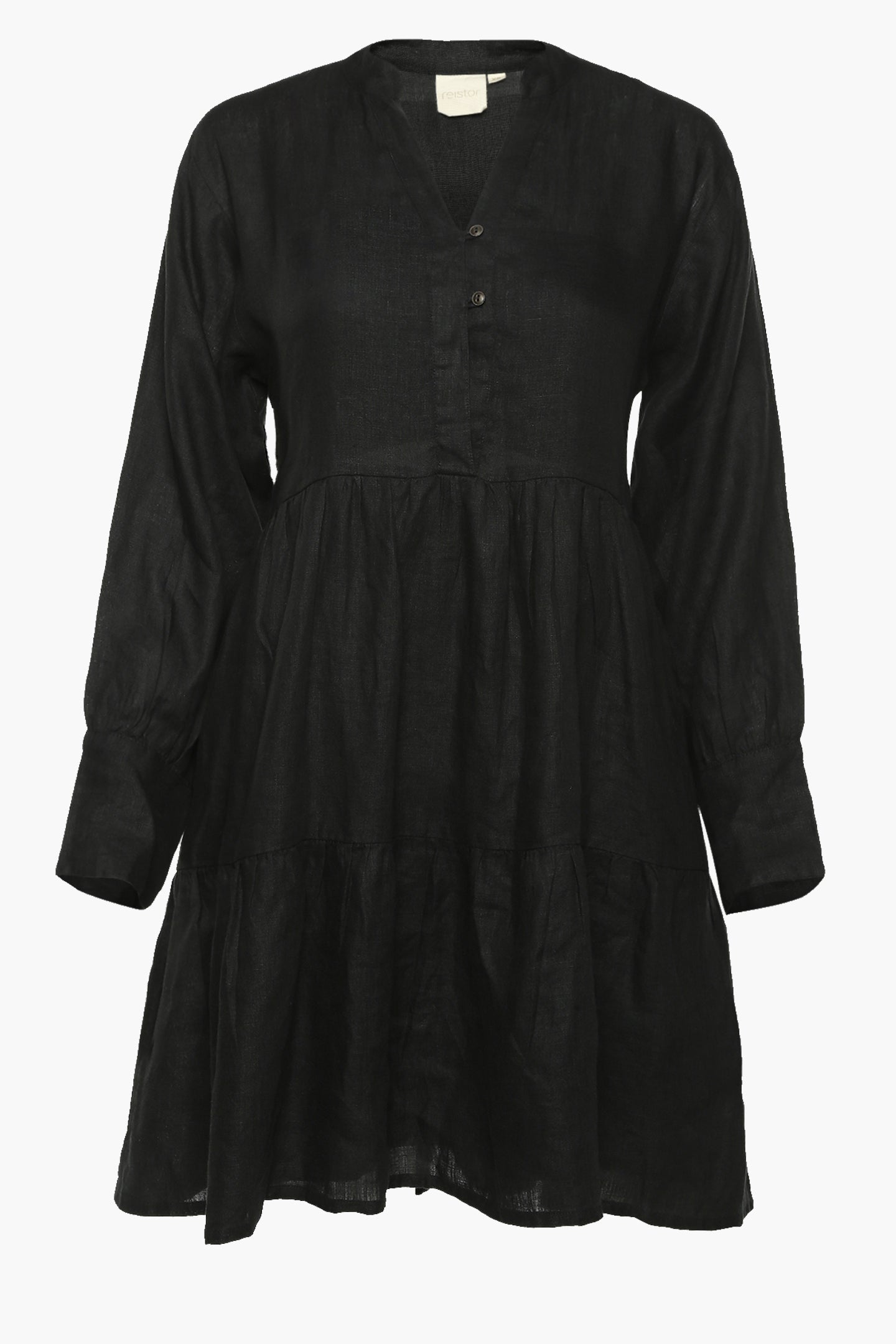 V-neck Tiered Dress in Black-4