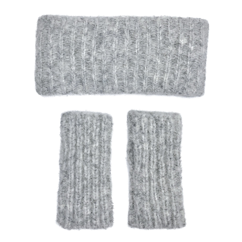 Gray Ribbed Alpaca Ear Warmer-3