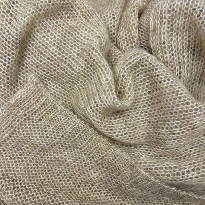 Soft Beige Handwoven Knit Alpaca Scarf-2