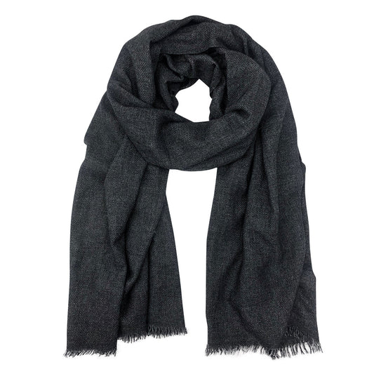 Black Handloom  Cashmere Scarf-0