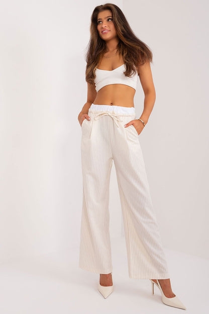 Striped High-Waist Palazzo Tie Pants