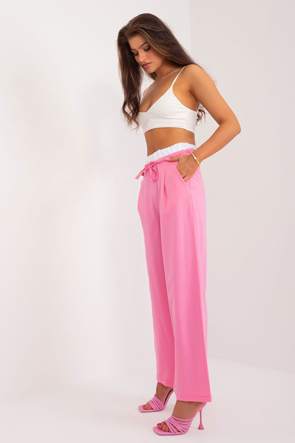 Striped High-Waist Palazzo Tie Pants