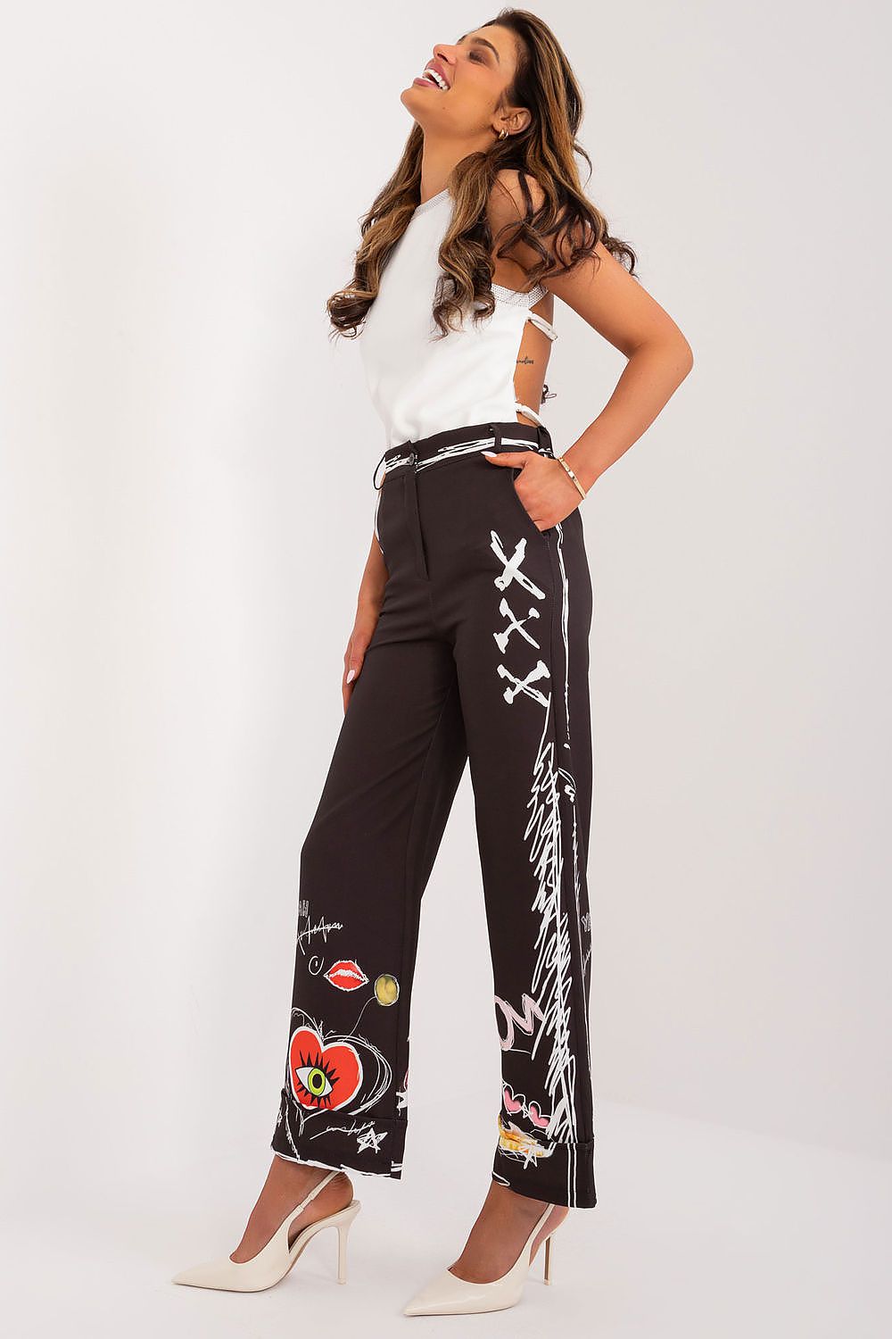 Graphic Print Palazzo Pants