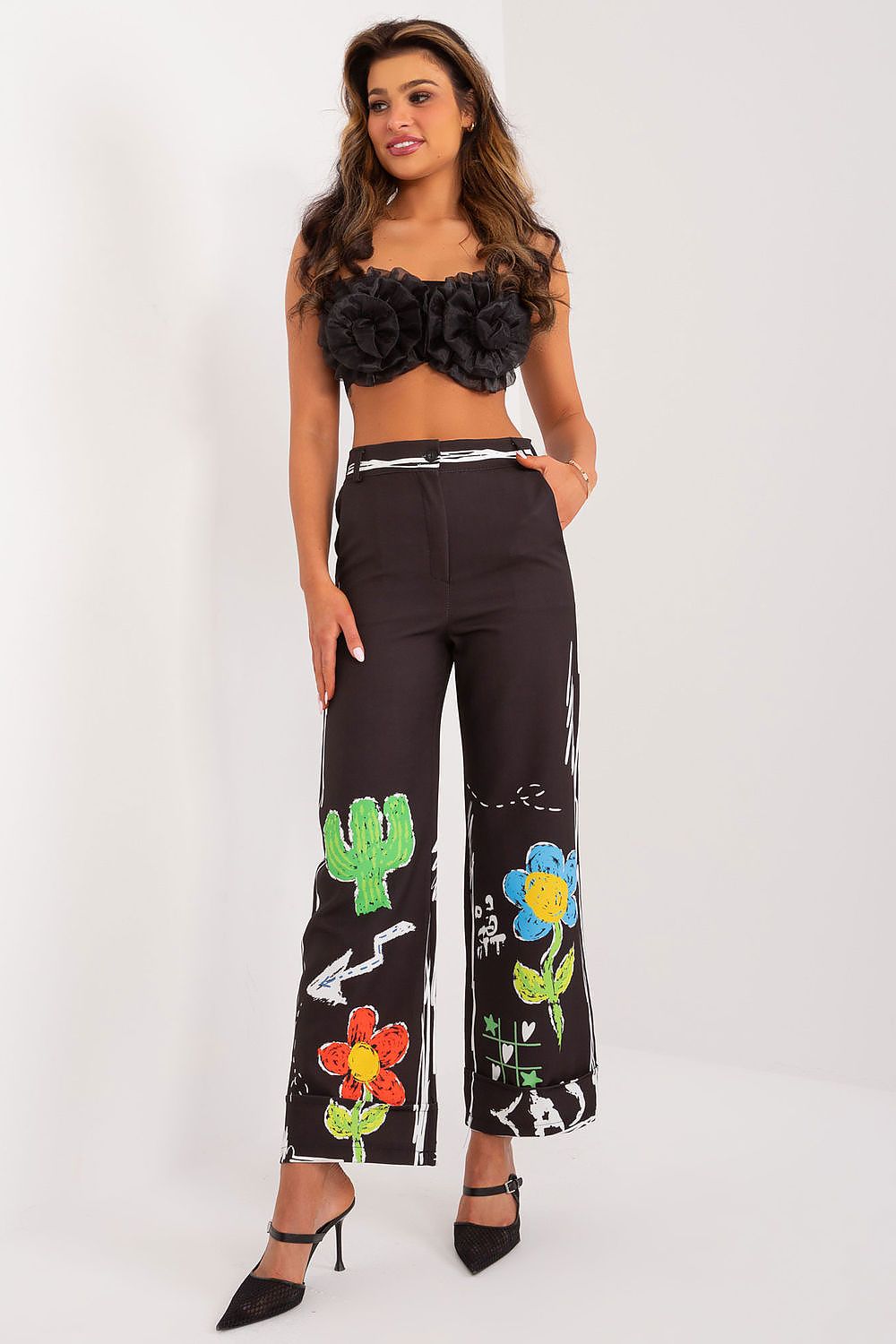 Graphic Print Palazzo Pants