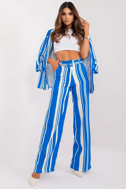 Striped Wide-Leg High-Waist Pants