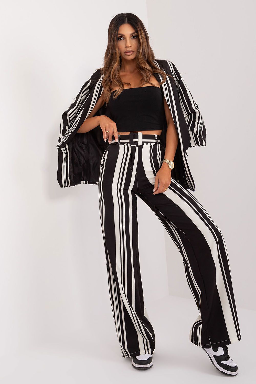 Striped Wide-Leg High-Waist Pants