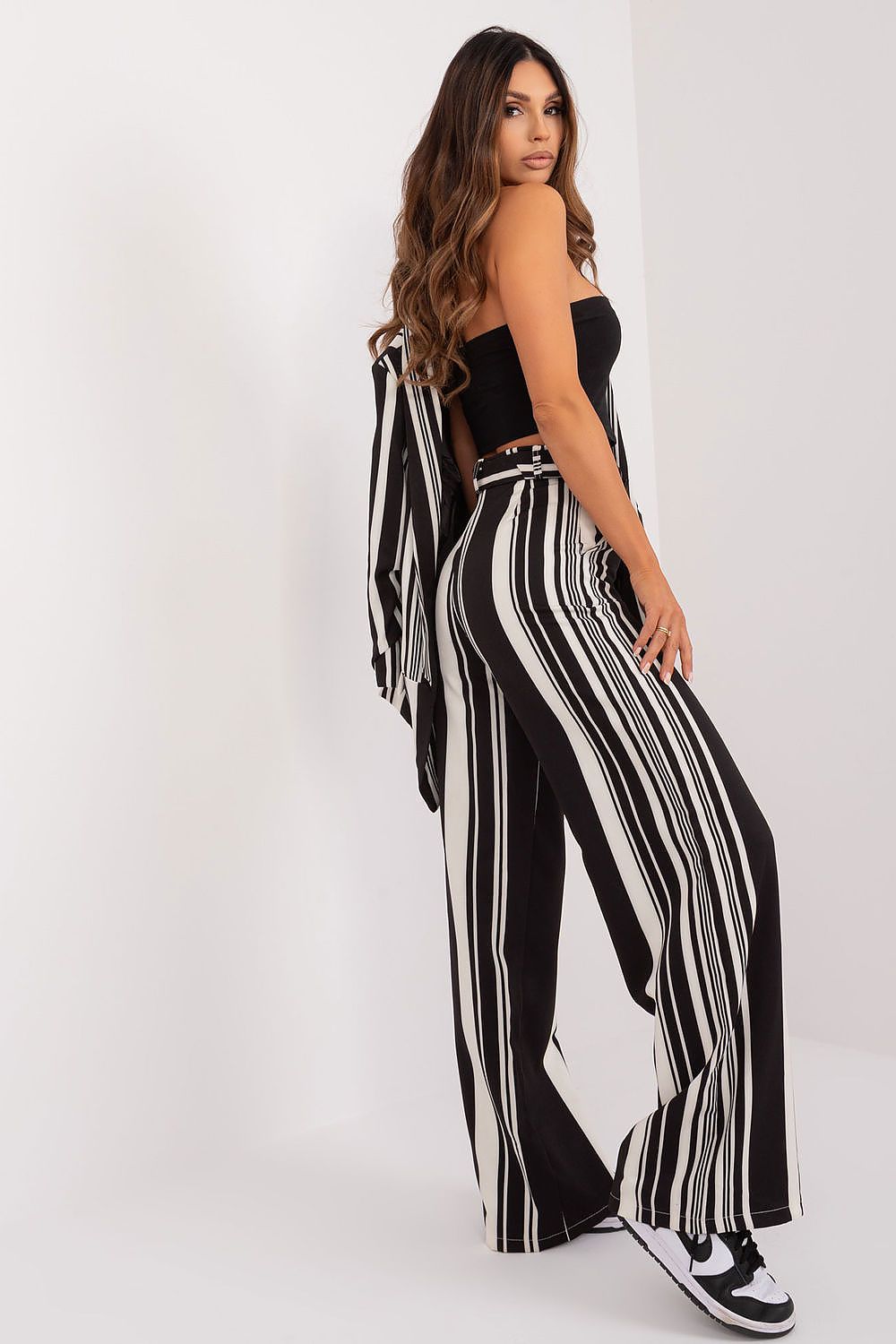 Striped Wide-Leg High-Waist Pants