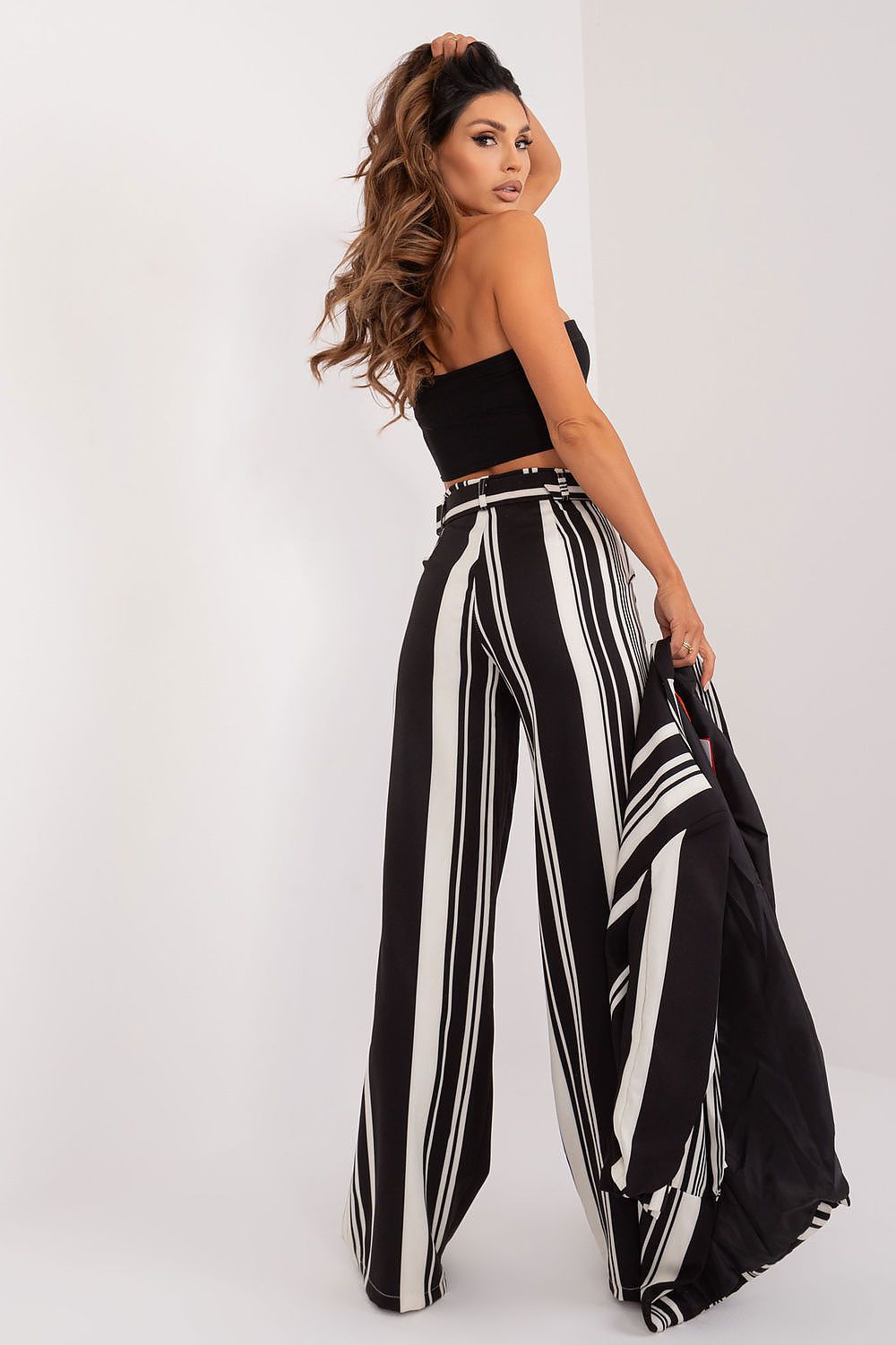 Striped Wide-Leg High-Waist Pants