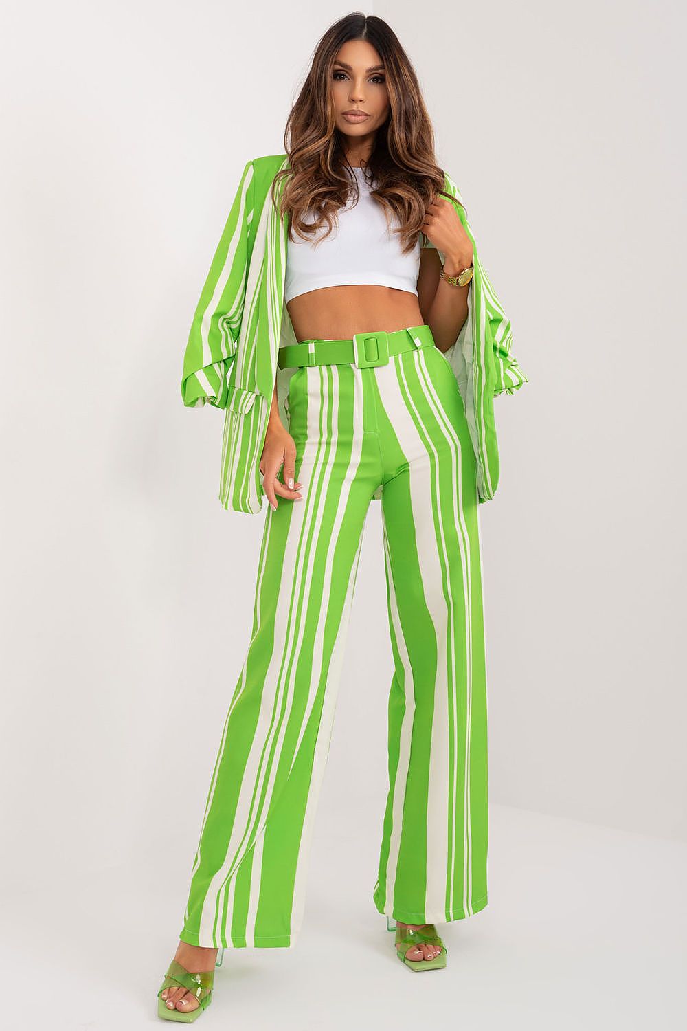 Striped Wide-Leg High-Waist Pants